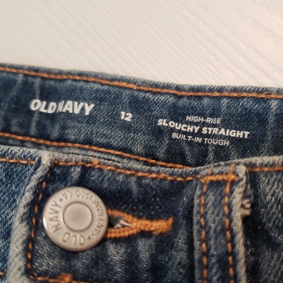 Women's OLD NAVY Jeans Size 12 High Rise Slouchy Straight - New - Picture 6 of 6